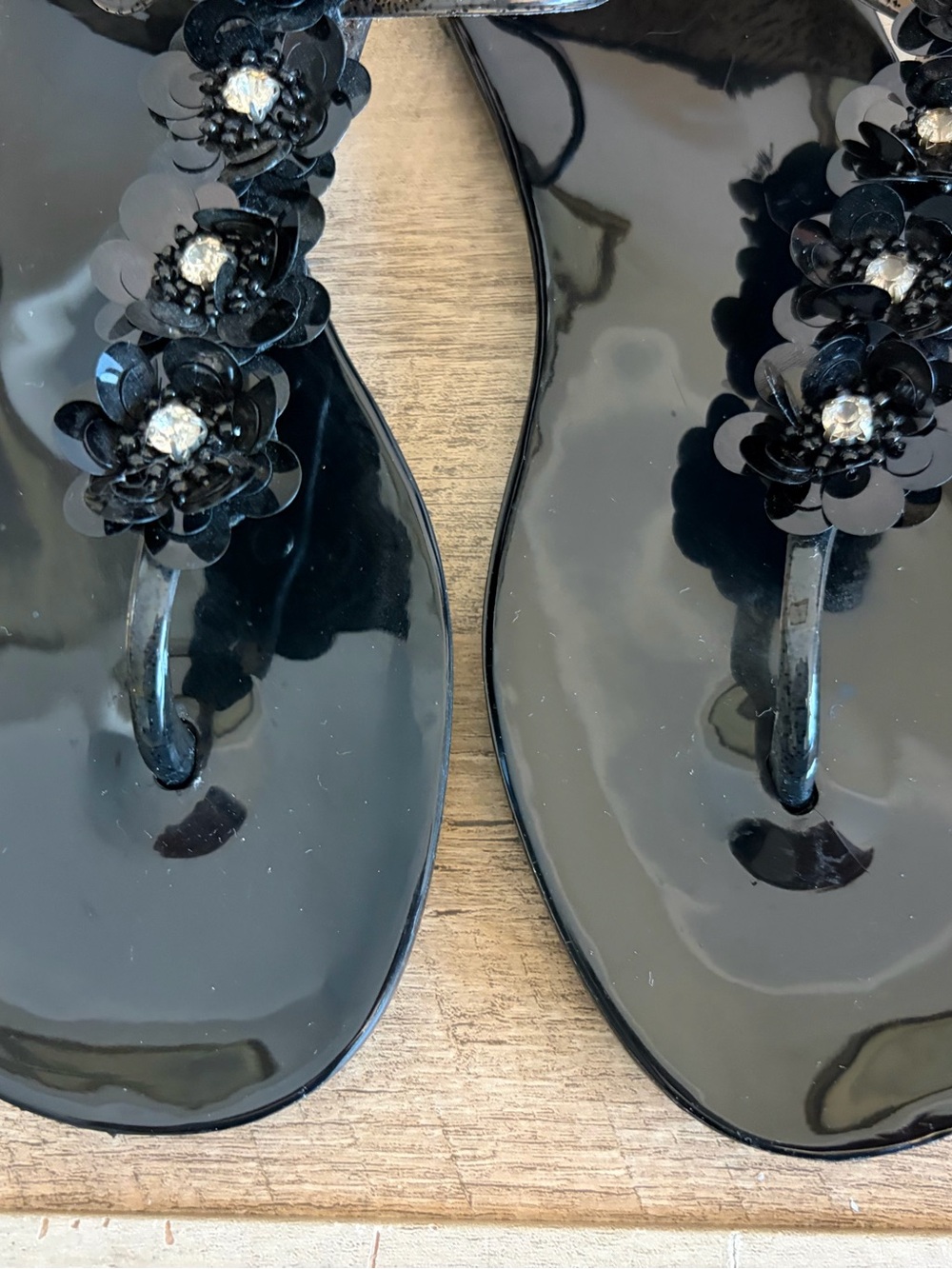 Kate Spade New York Tallula Jelly Thong Sandals Black Women's Size 8 Beach - Picture 6 of 11